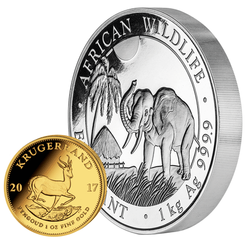 Krügerrand und Africn Wildlife Elefant